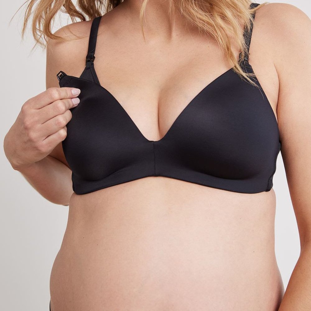 Set of 3 Thyme Maternity Full-Coverage Nursing Bras - Size 36B (Black)